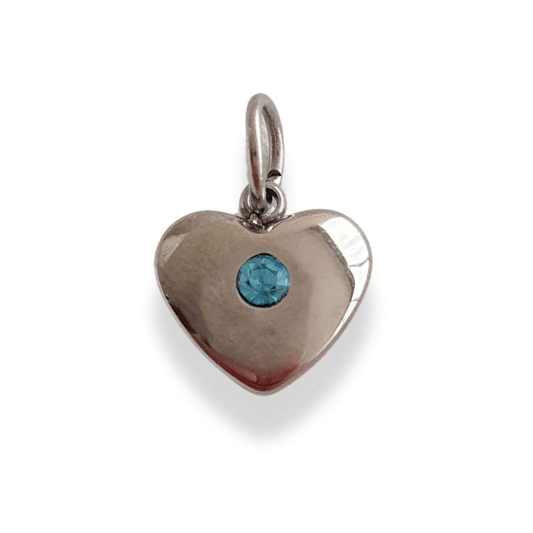Charm Corazón con brillo azul (plateado)