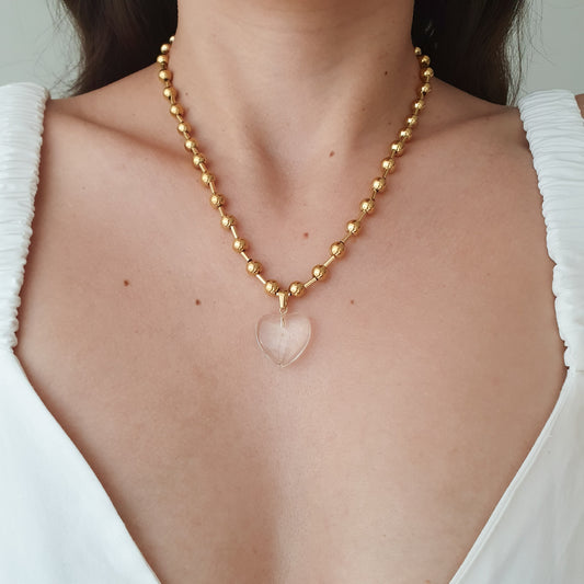 Collar Corazón de Cristal (transparente)