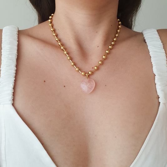 Collar Corazón de Cristal (rosa)