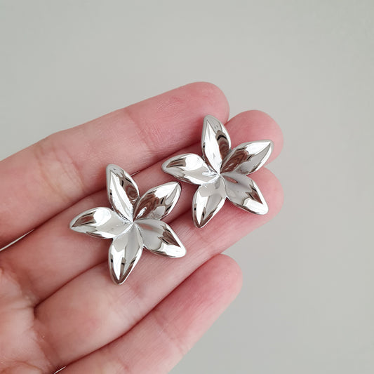 Aretes Flor (plateados)