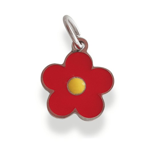 Charm Flor roja (plateado)