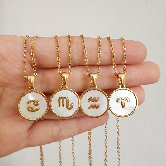 Collar Zodiaco perla (Liquidación, solo quedan Géminis, Virgo, Escorpio, Sagitario y Acuario disponibles)